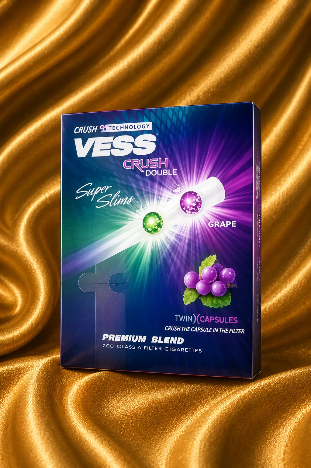 Vess Crush Double Grape & Mint Super Slims (2 เม็ดบีบ) รีวิว ยาสูบนำเข้าพรีเมียม